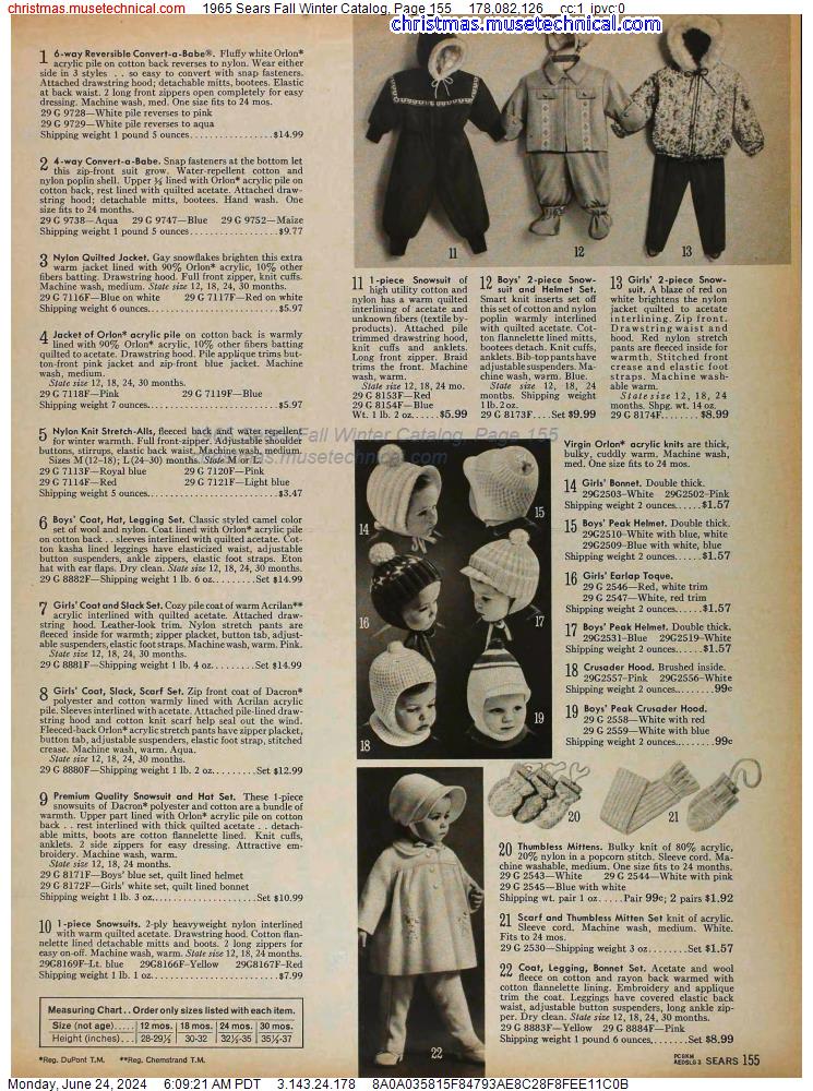 1965 Sears Fall Winter Catalog, Page 155