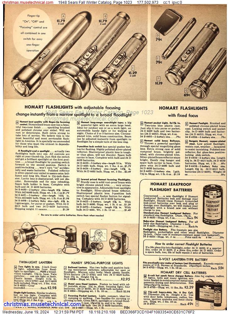 1948 Sears Fall Winter Catalog, Page 1023