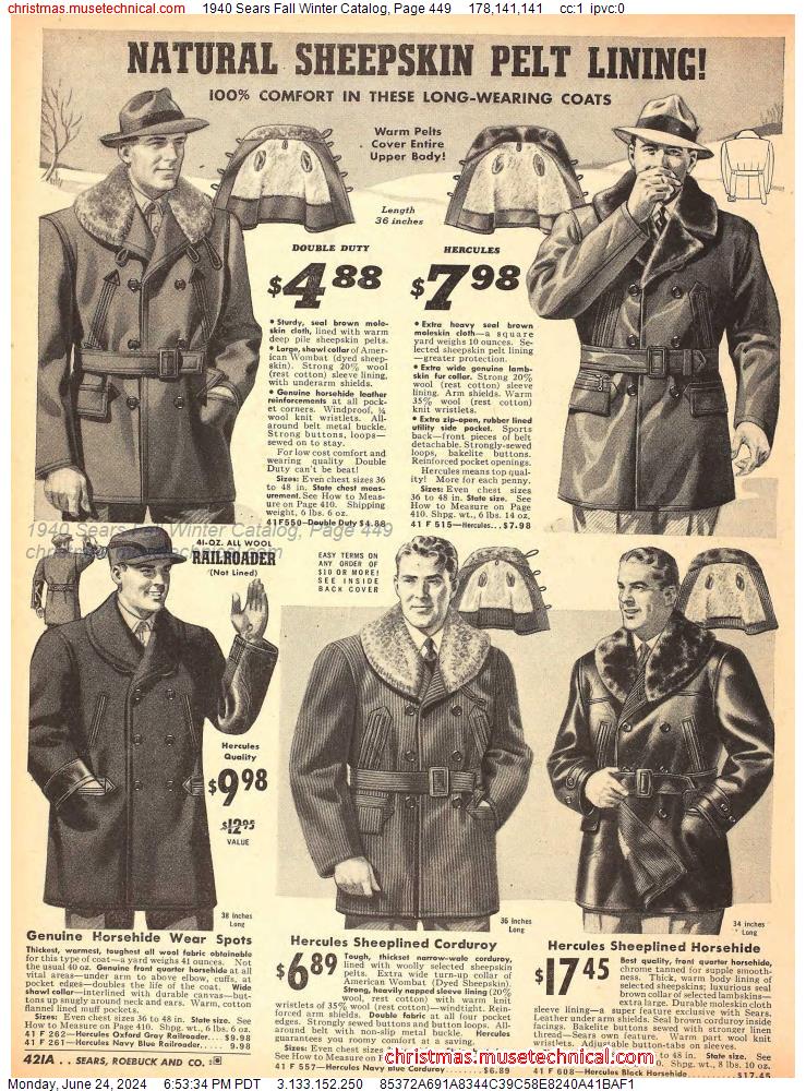 1940 Sears Fall Winter Catalog, Page 449