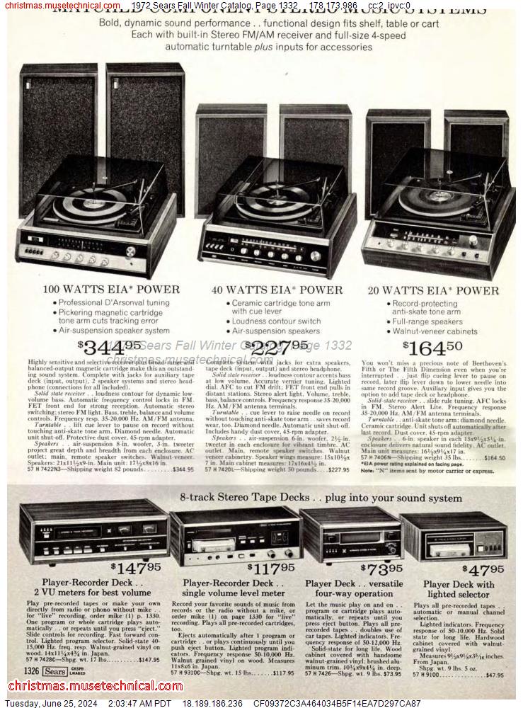 1972 Sears Fall Winter Catalog, Page 1332