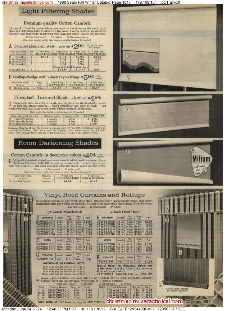 1968 Sears Fall Winter Catalog, Page 1017