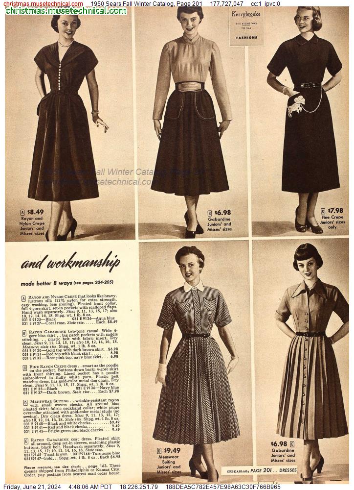 1950 Sears Fall Winter Catalog, Page 201