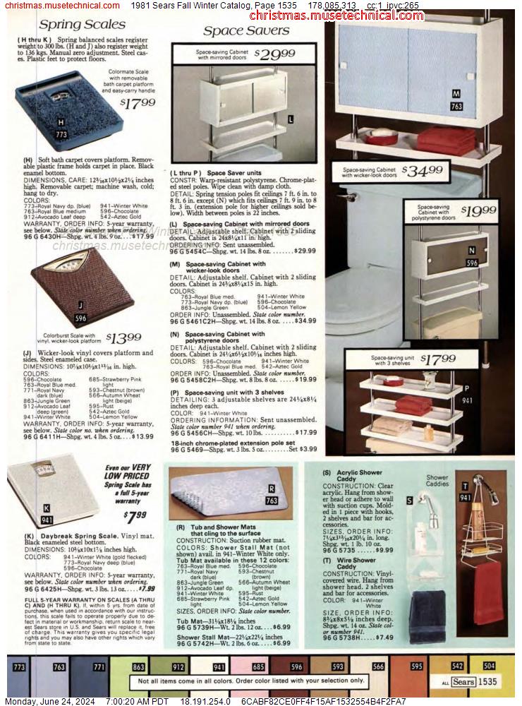1981 Sears Fall Winter Catalog, Page 1535