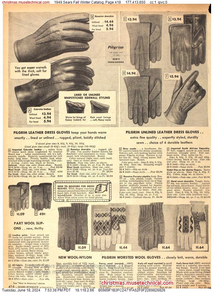 1949 Sears Fall Winter Catalog, Page 418