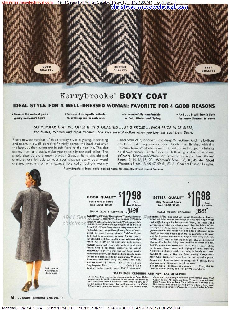 1941 Sears Fall Winter Catalog, Page 15
