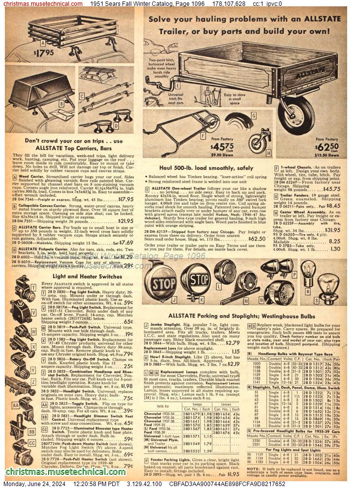 1951 Sears Fall Winter Catalog, Page 1096