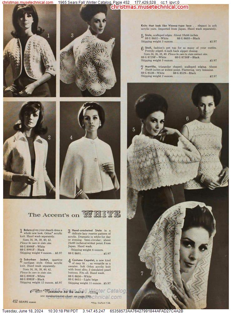 1965 Sears Fall Winter Catalog, Page 452