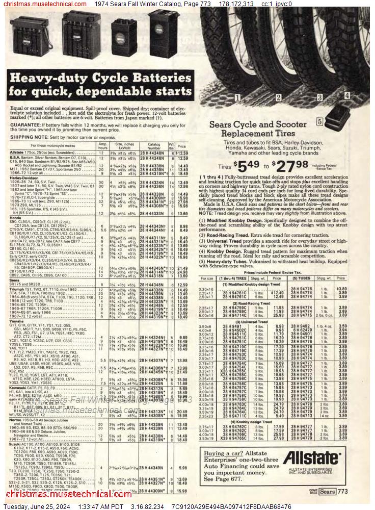 1974 Sears Fall Winter Catalog, Page 773