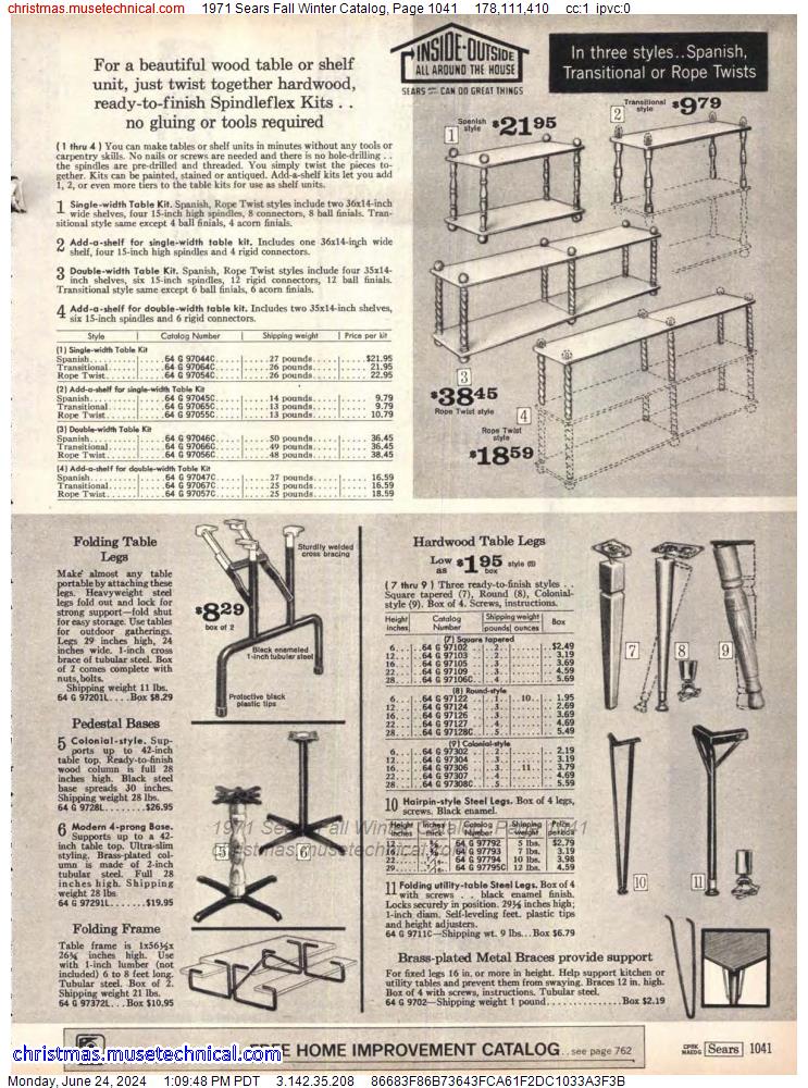 1971 Sears Fall Winter Catalog, Page 1041