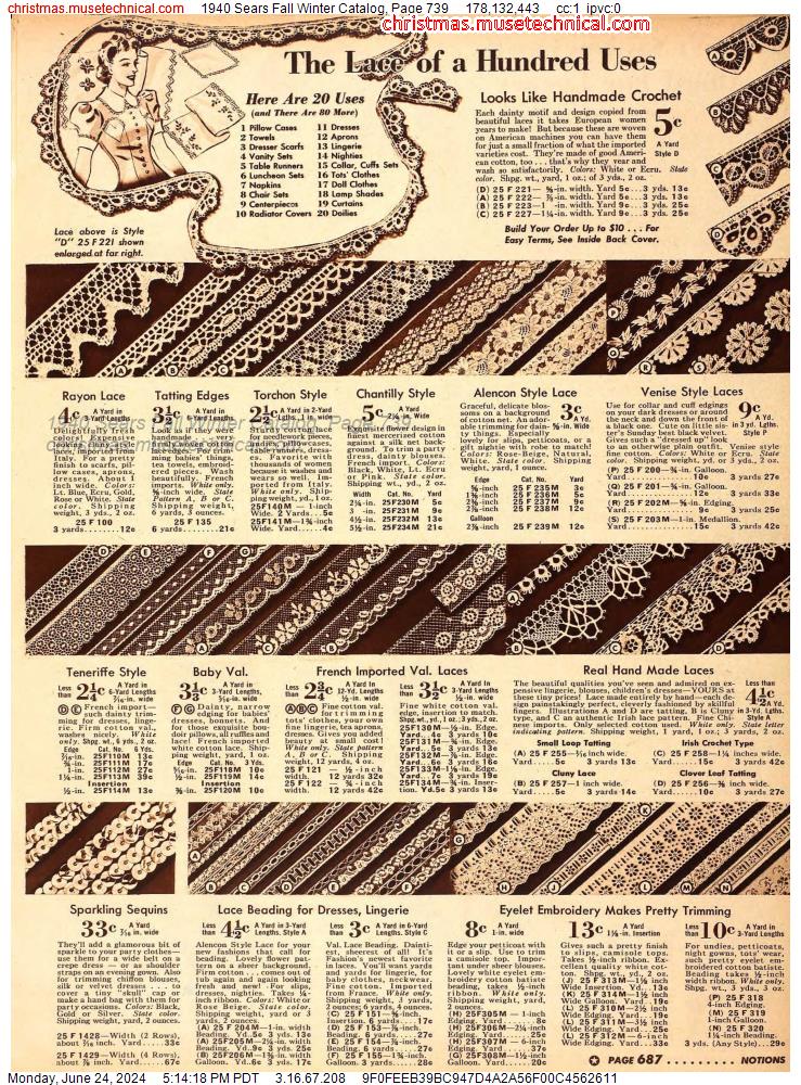 1940 Sears Fall Winter Catalog, Page 739
