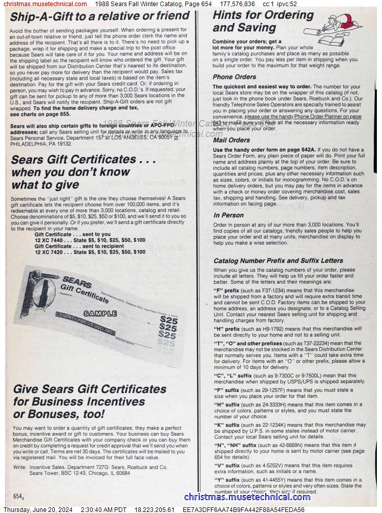 1988 Sears Fall Winter Catalog, Page 654