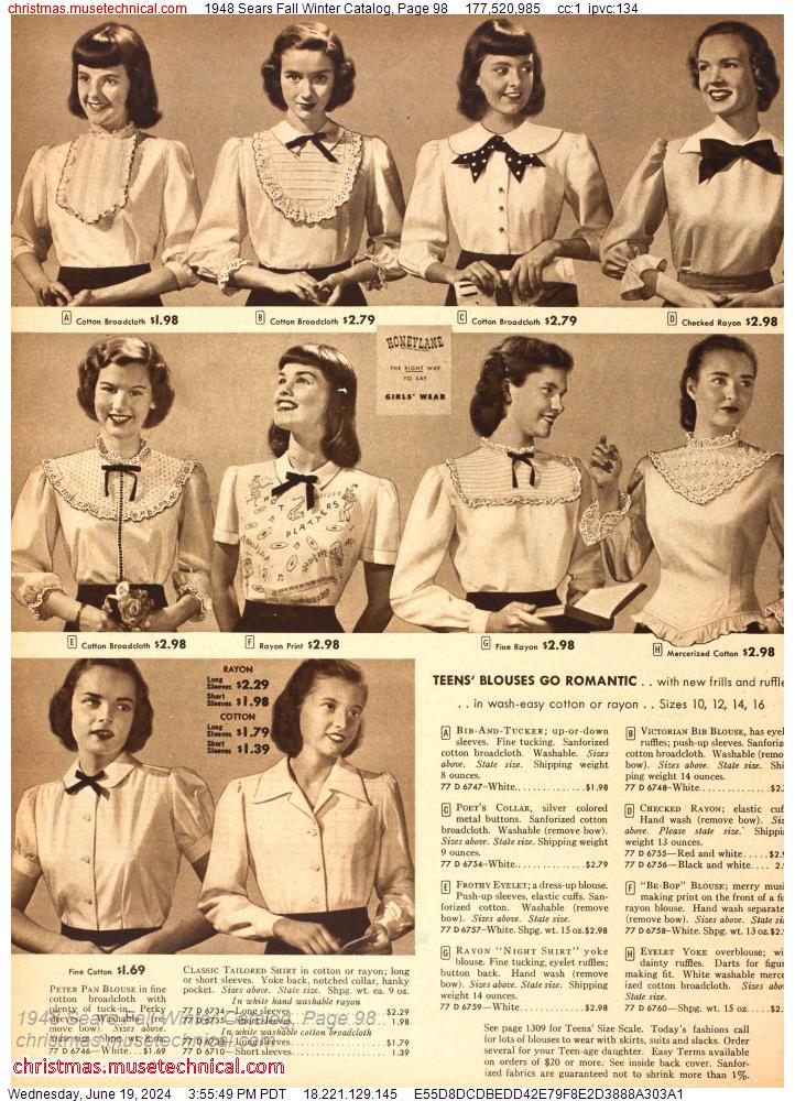 1948 Sears Fall Winter Catalog, Page 98