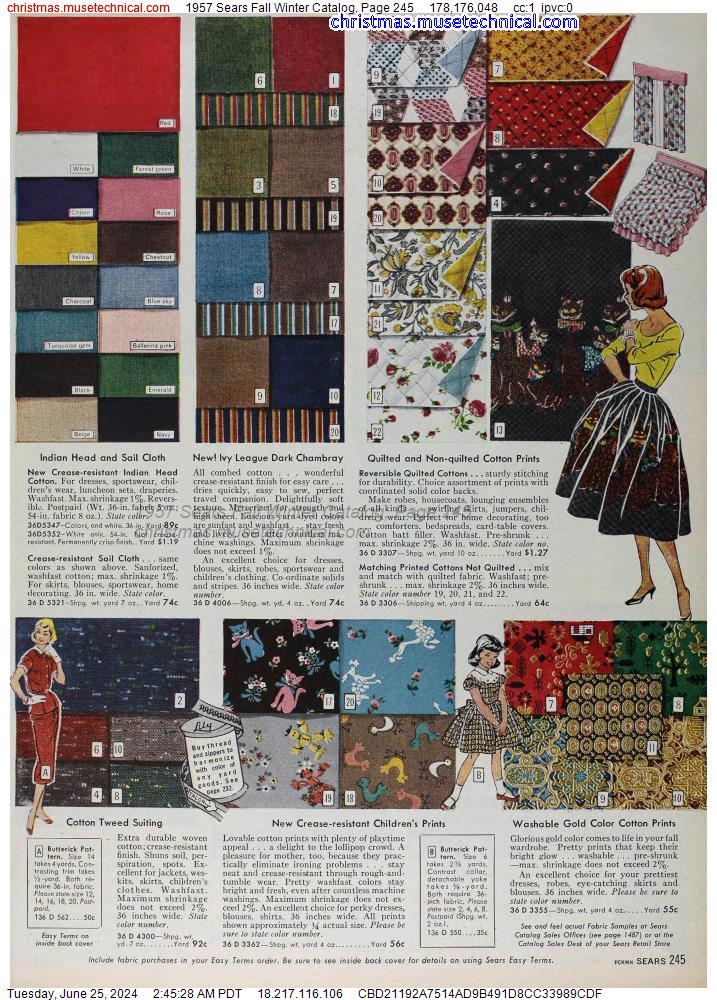 1957 Sears Fall Winter Catalog, Page 245