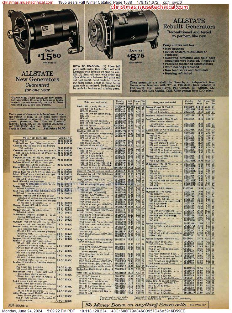 1965 Sears Fall Winter Catalog, Page 1038