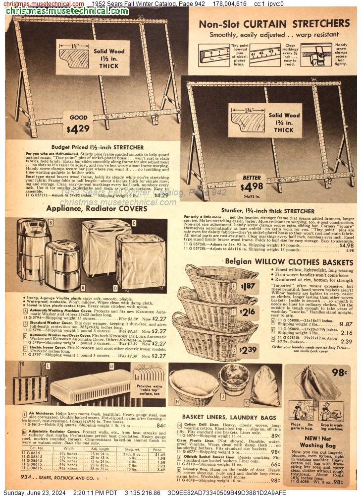 1952 Sears Fall Winter Catalog, Page 942