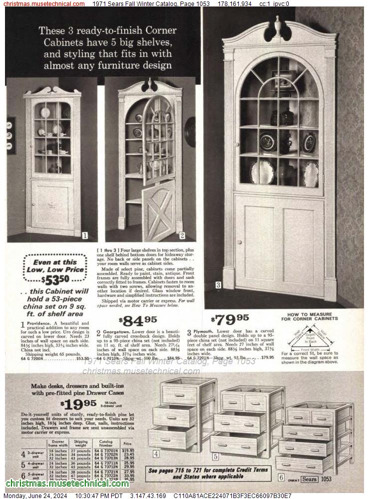 1971 Sears Fall Winter Catalog, Page 1053