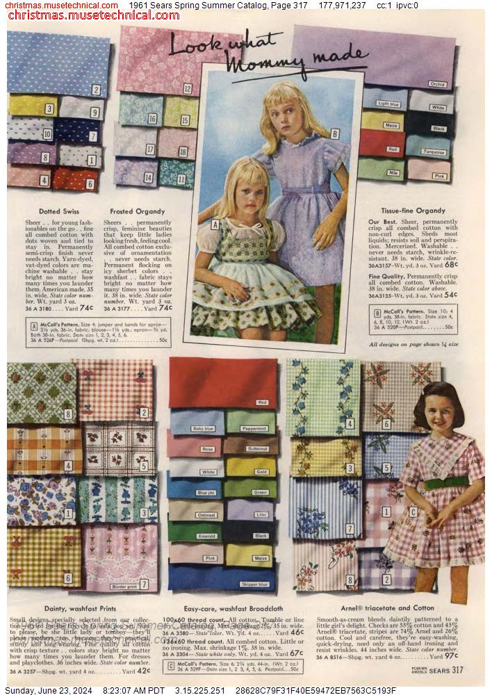 1961 Sears Spring Summer Catalog, Page 317