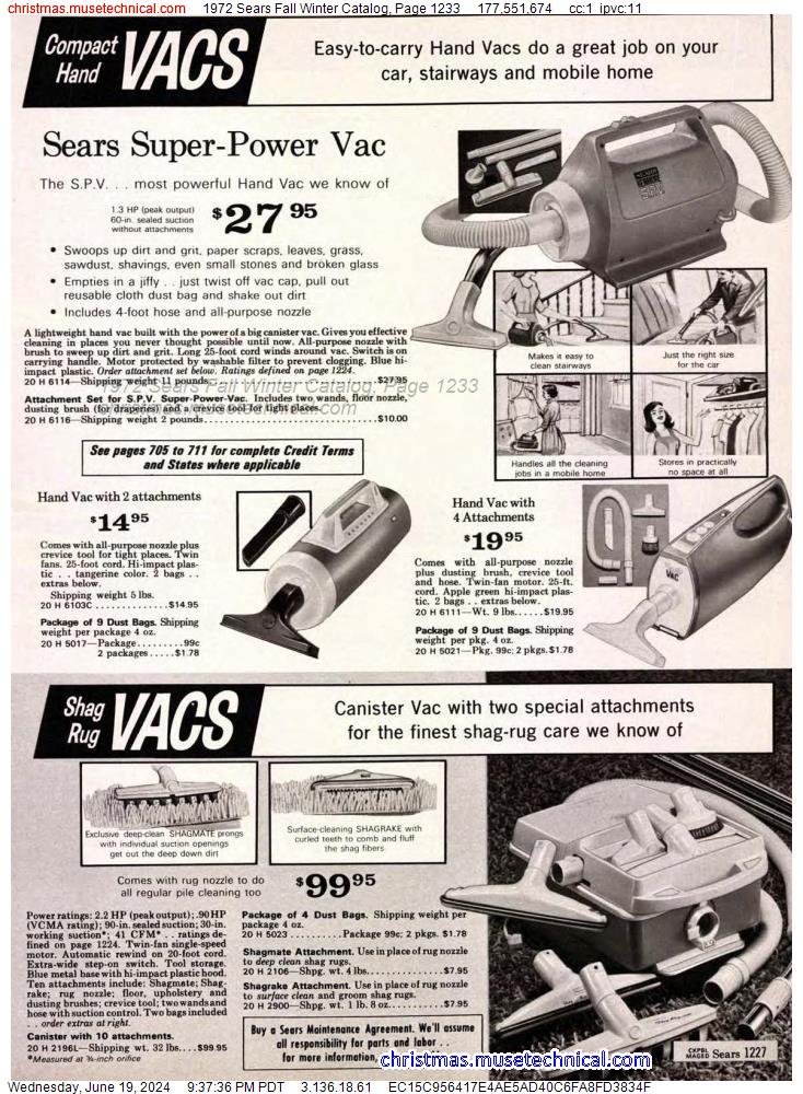 1972 Sears Fall Winter Catalog, Page 1233