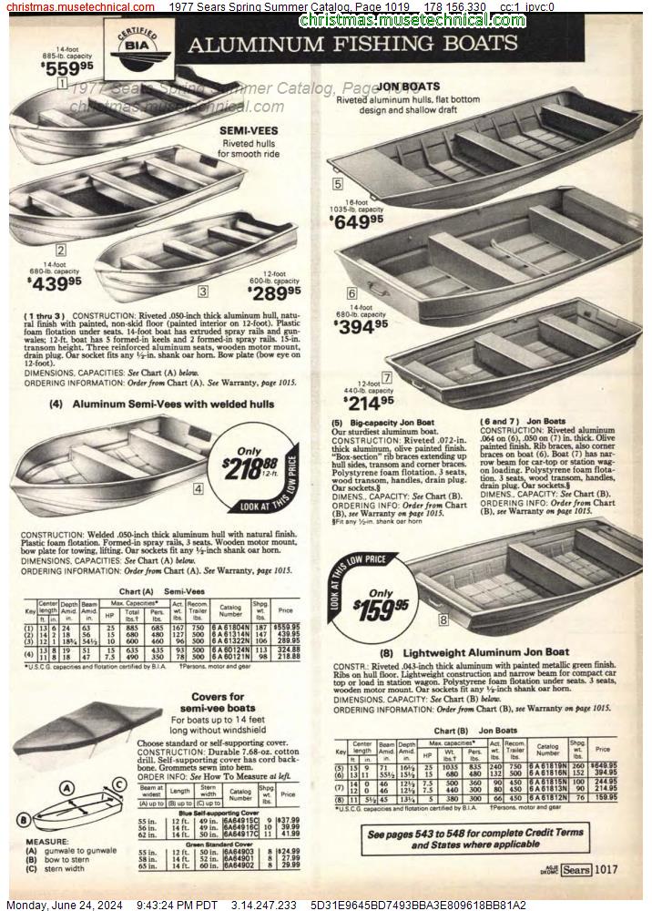 1977 Sears Spring Summer Catalog, Page 1019