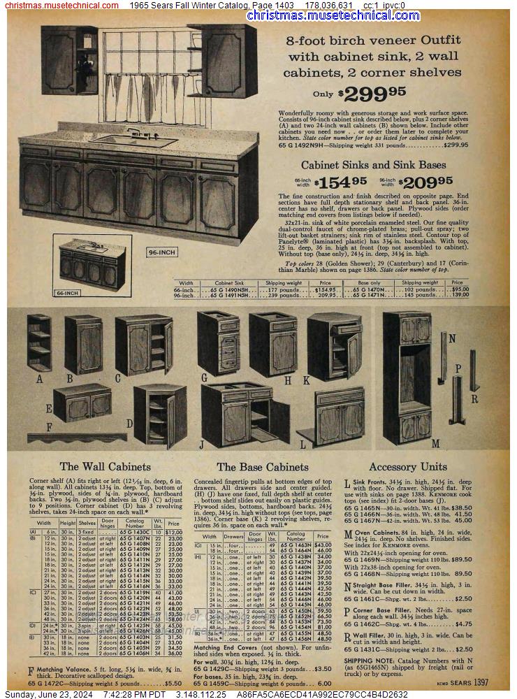 1965 Sears Fall Winter Catalog, Page 1403