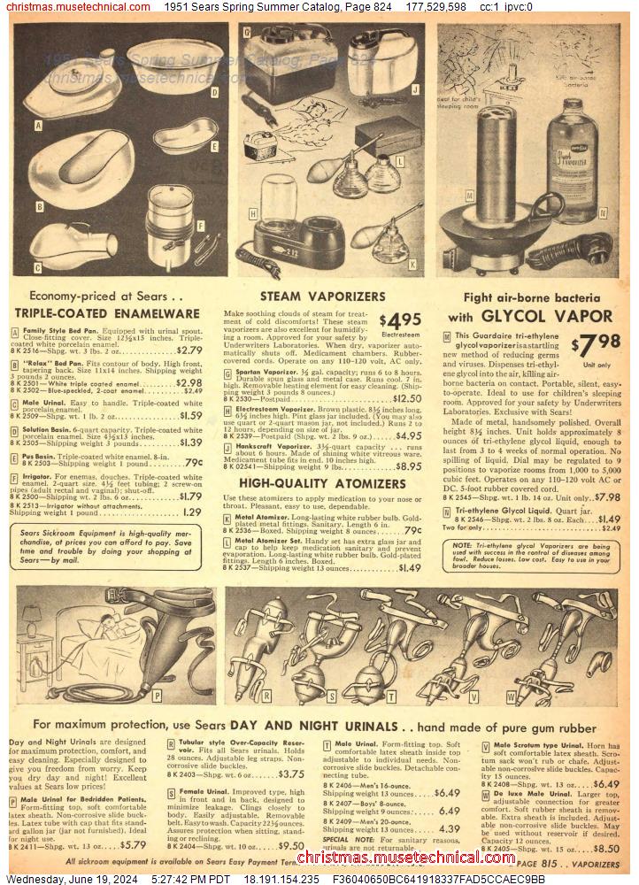 1951 Sears Spring Summer Catalog, Page 824