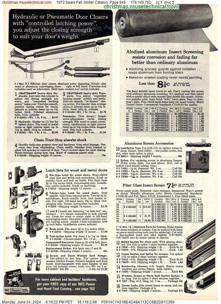 1972 Sears Fall Winter Catalog, Page 948