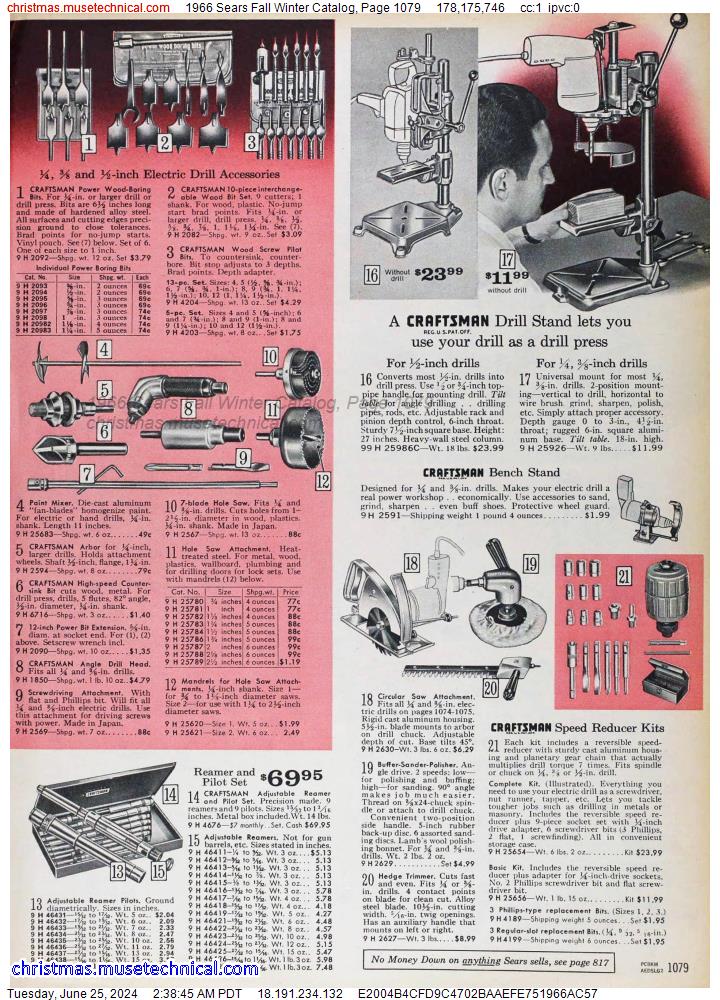 1966 Sears Fall Winter Catalog, Page 1079