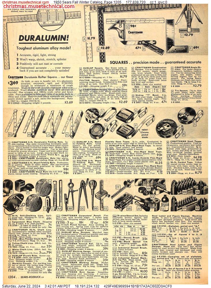 1950 Sears Fall Winter Catalog, Page 1205