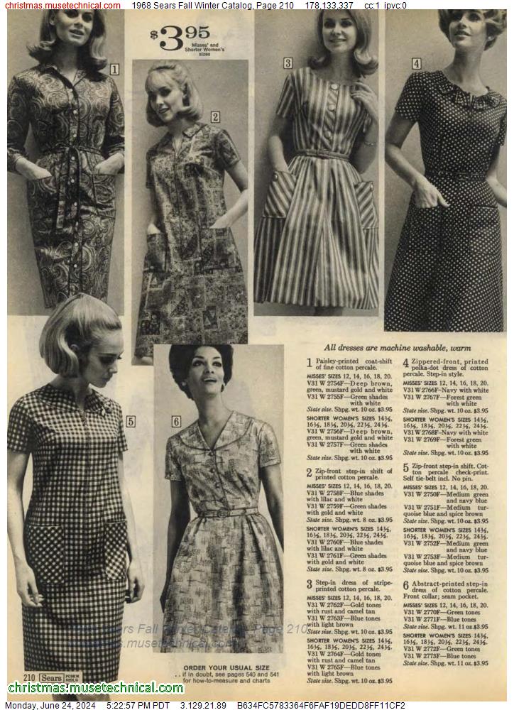 1968 Sears Fall Winter Catalog, Page 210