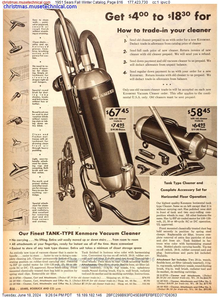 1951 Sears Fall Winter Catalog, Page 816