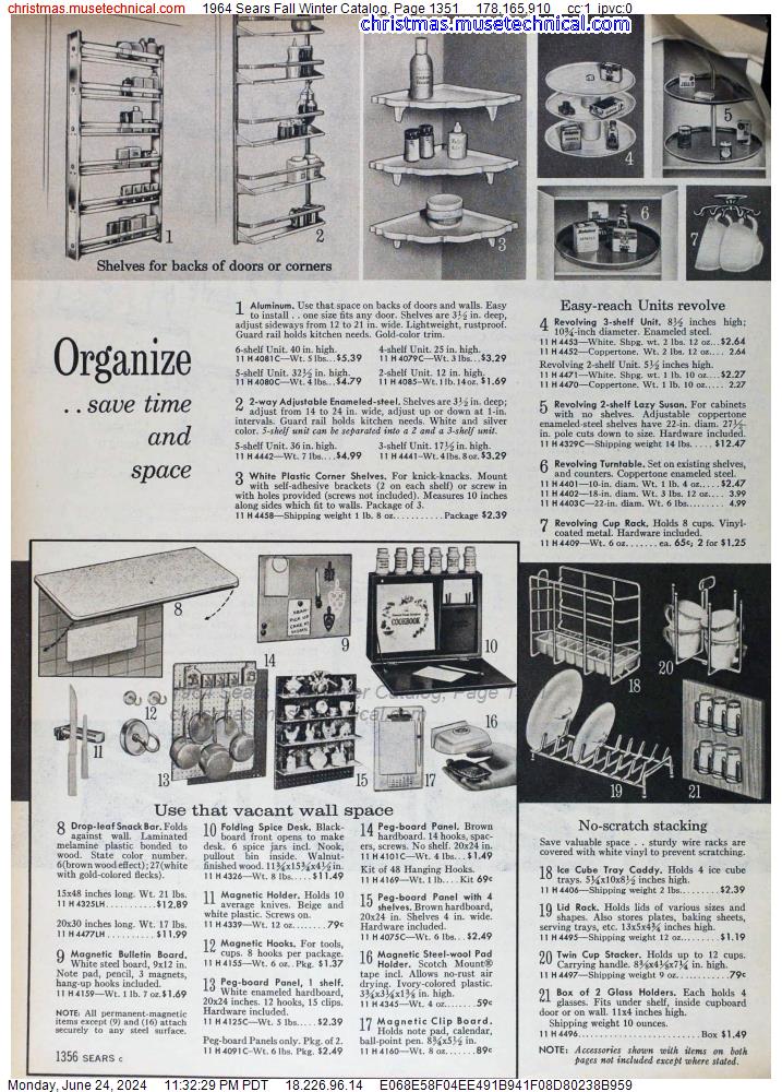 1964 Sears Fall Winter Catalog, Page 1351