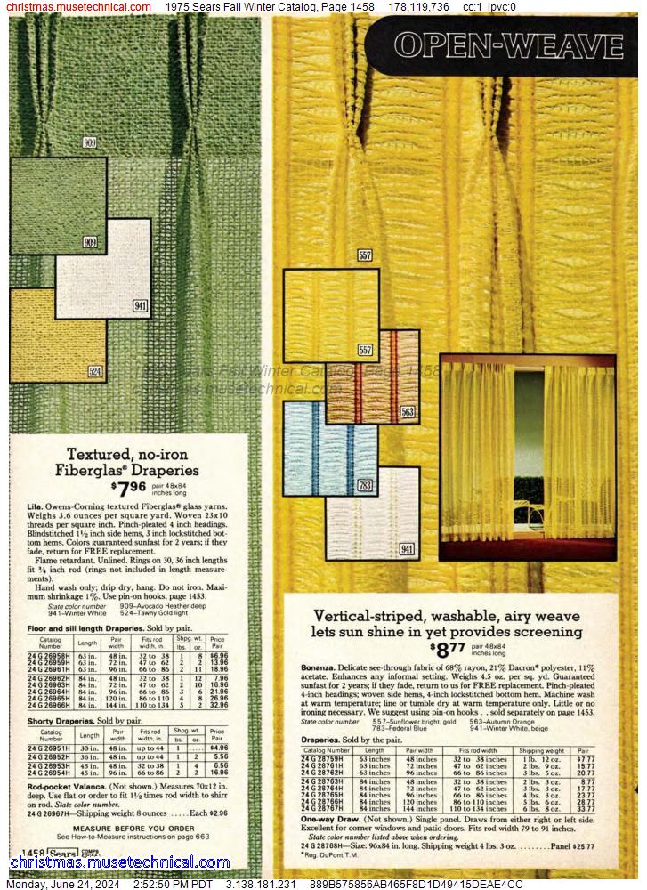 1975 Sears Fall Winter Catalog, Page 1458
