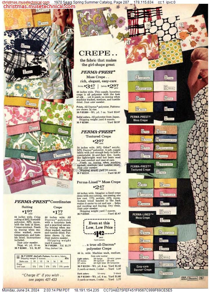 1970 Sears Spring Summer Catalog, Page 287