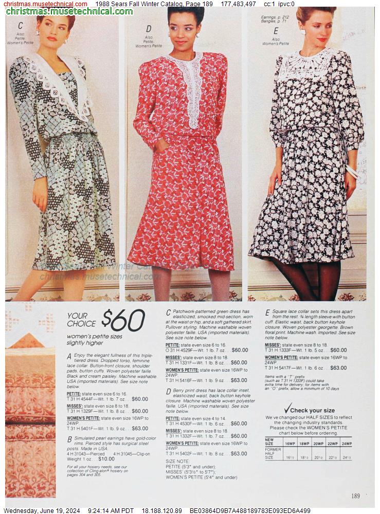 1988 Sears Fall Winter Catalog, Page 189
