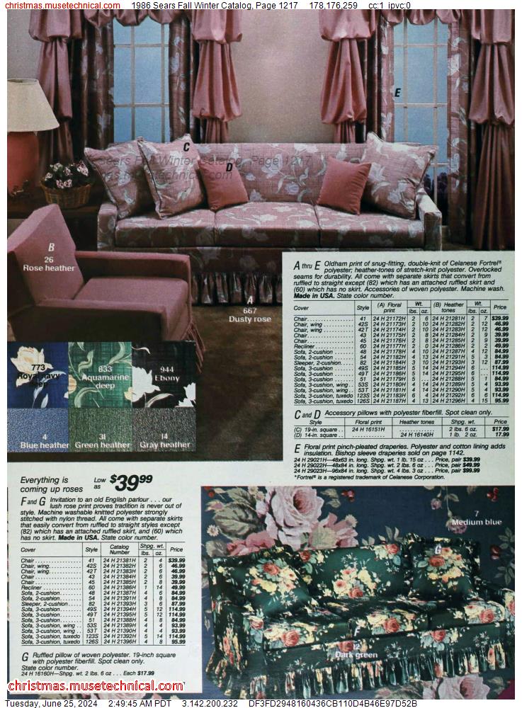 1986 Sears Fall Winter Catalog, Page 1217