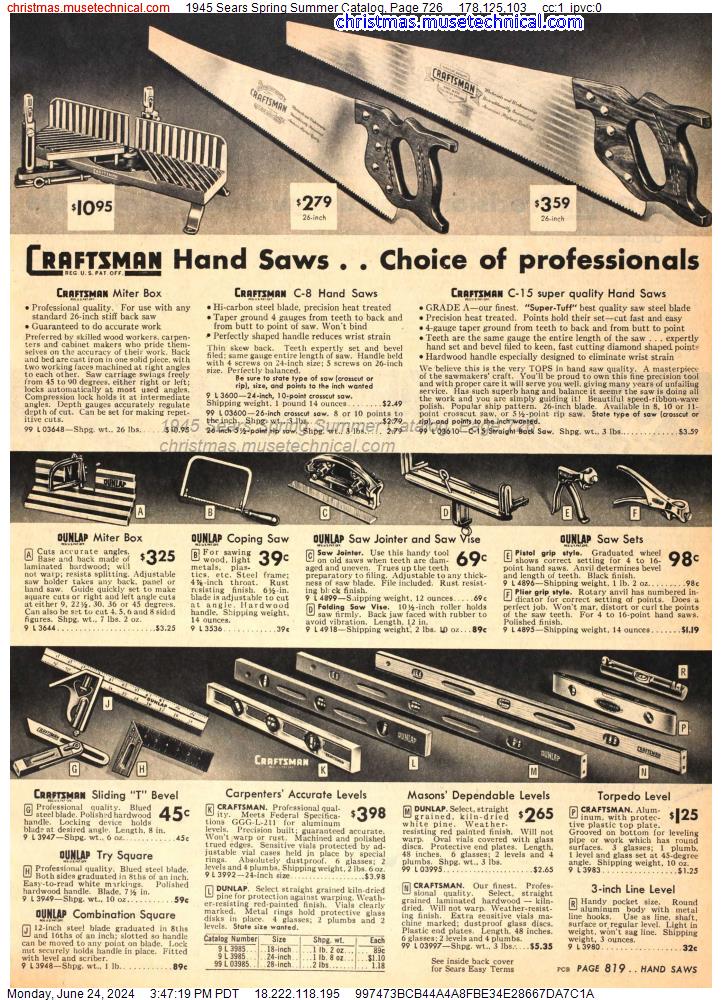 1945 Sears Spring Summer Catalog, Page 726