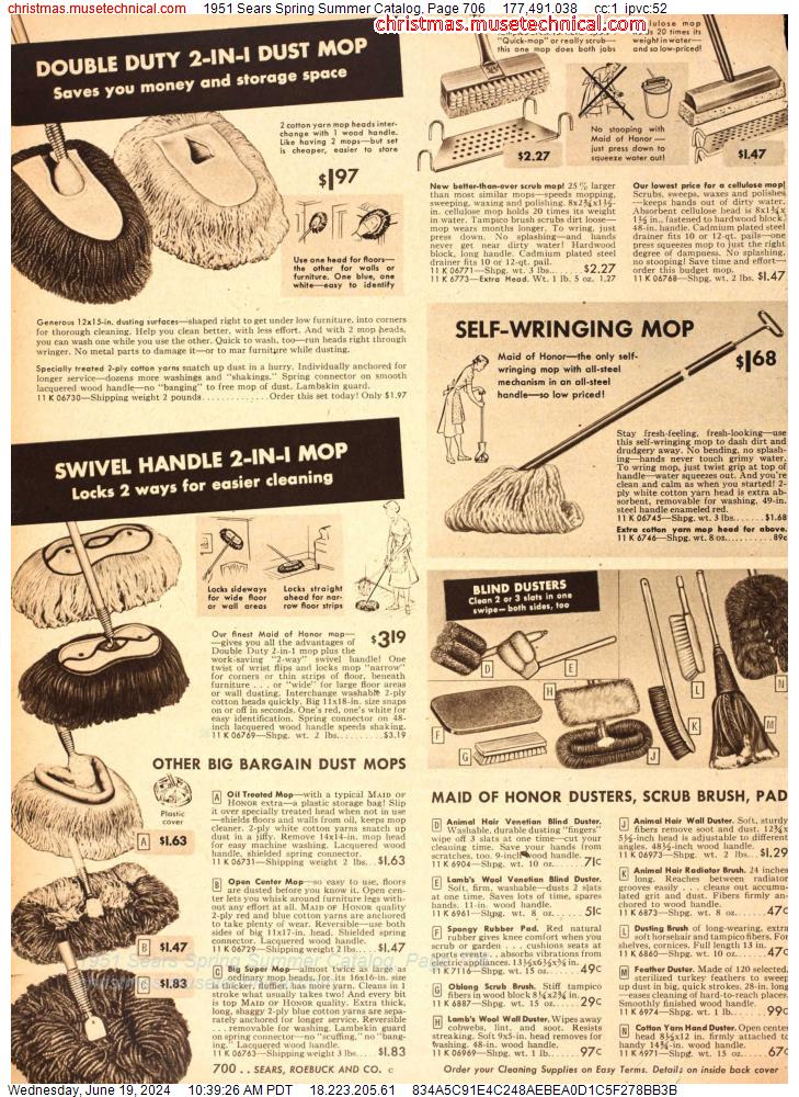 1951 Sears Spring Summer Catalog, Page 706