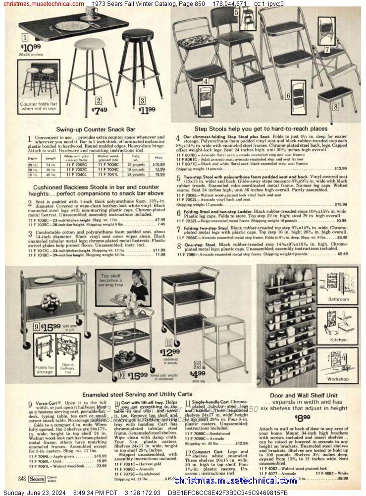 1973 Sears Fall Winter Catalog, Page 850