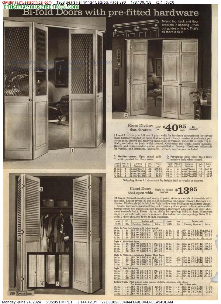1968 Sears Fall Winter Catalog, Page 890