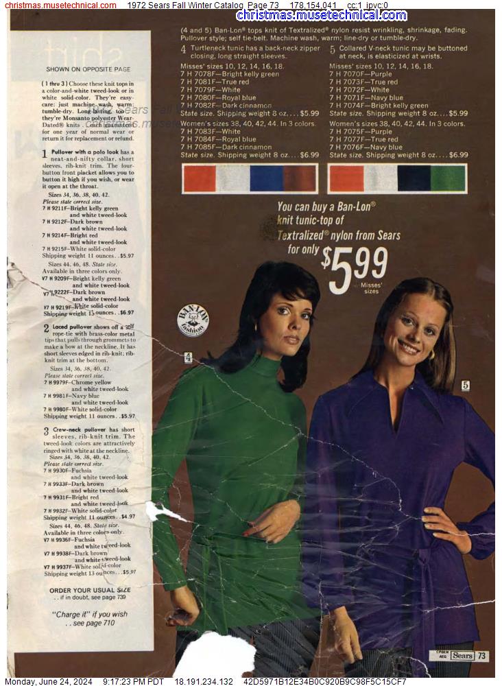 1972 Sears Fall Winter Catalog, Page 73
