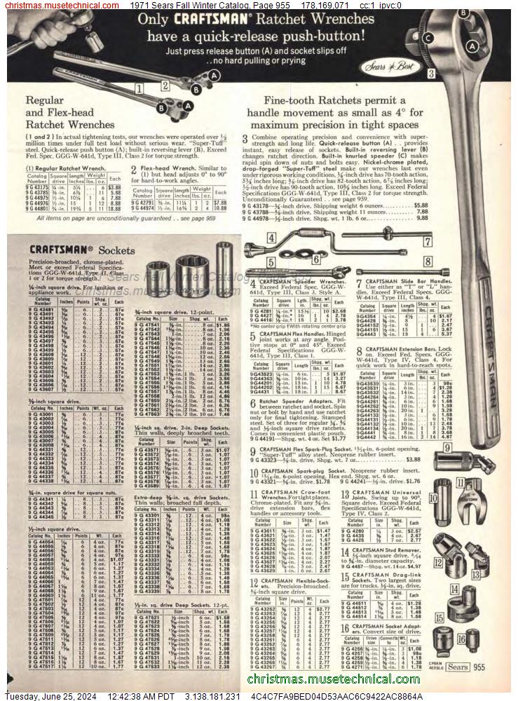 1971 Sears Fall Winter Catalog, Page 955