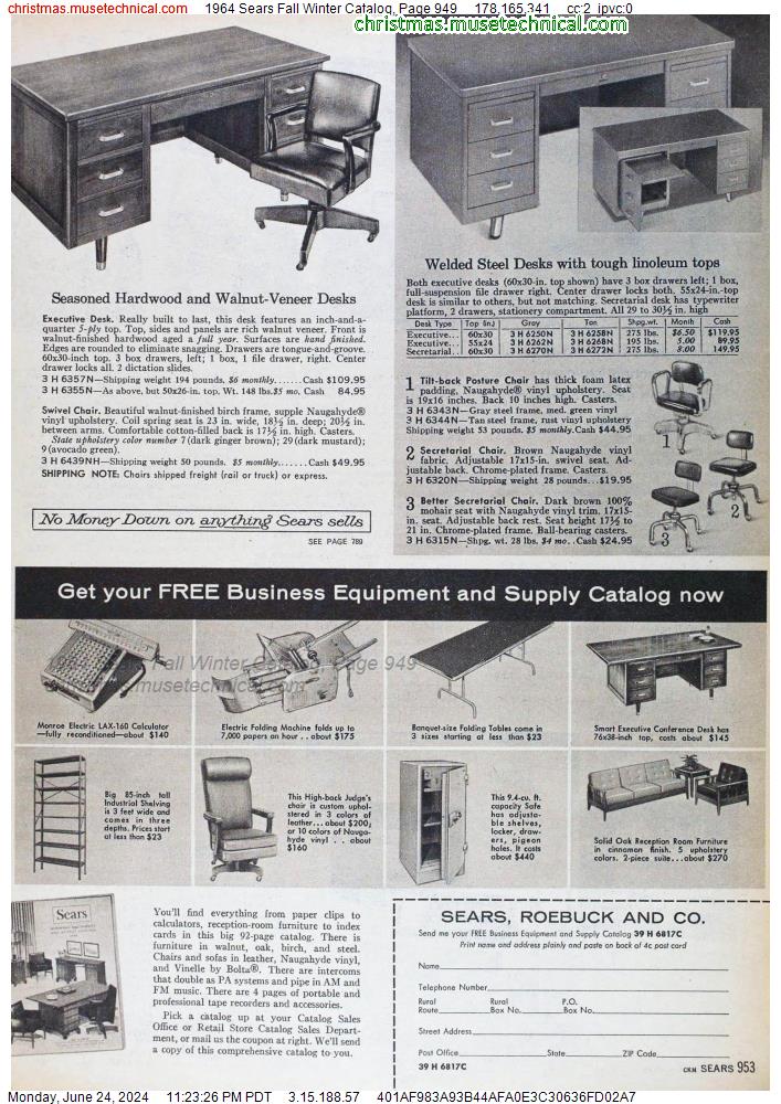 1964 Sears Fall Winter Catalog, Page 949