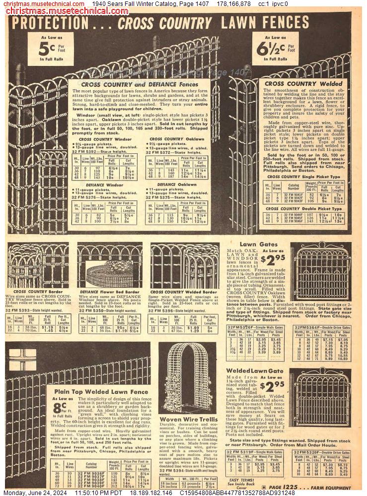 1940 Sears Fall Winter Catalog, Page 1407