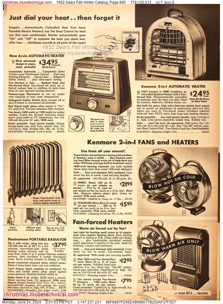 1952 Sears Fall Winter Catalog, Page 885