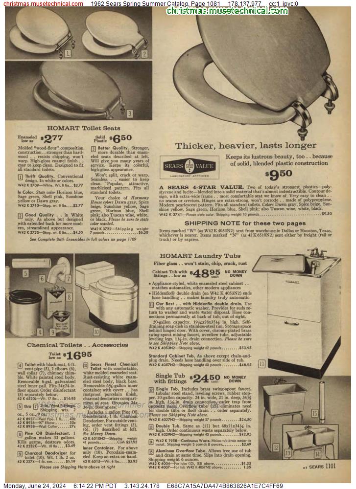1962 Sears Spring Summer Catalog, Page 1081