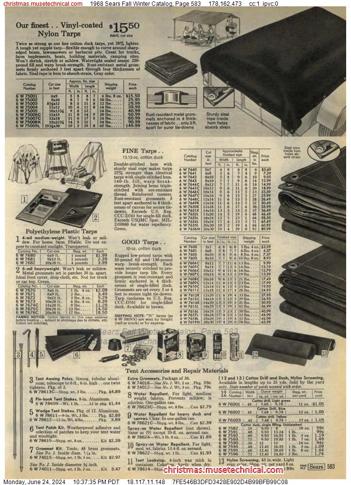 1968 Sears Fall Winter Catalog, Page 583