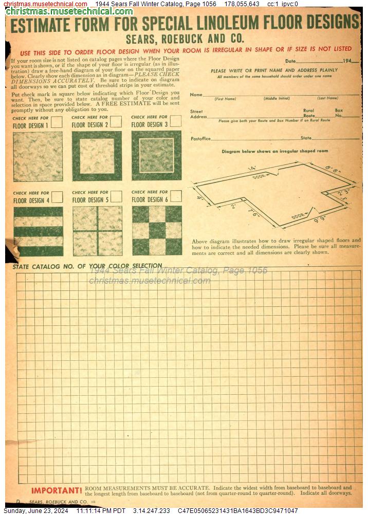 1944 Sears Fall Winter Catalog, Page 1056