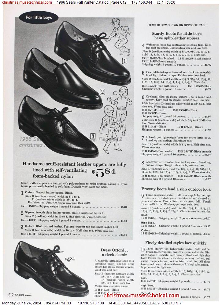 1966 Sears Fall Winter Catalog, Page 612