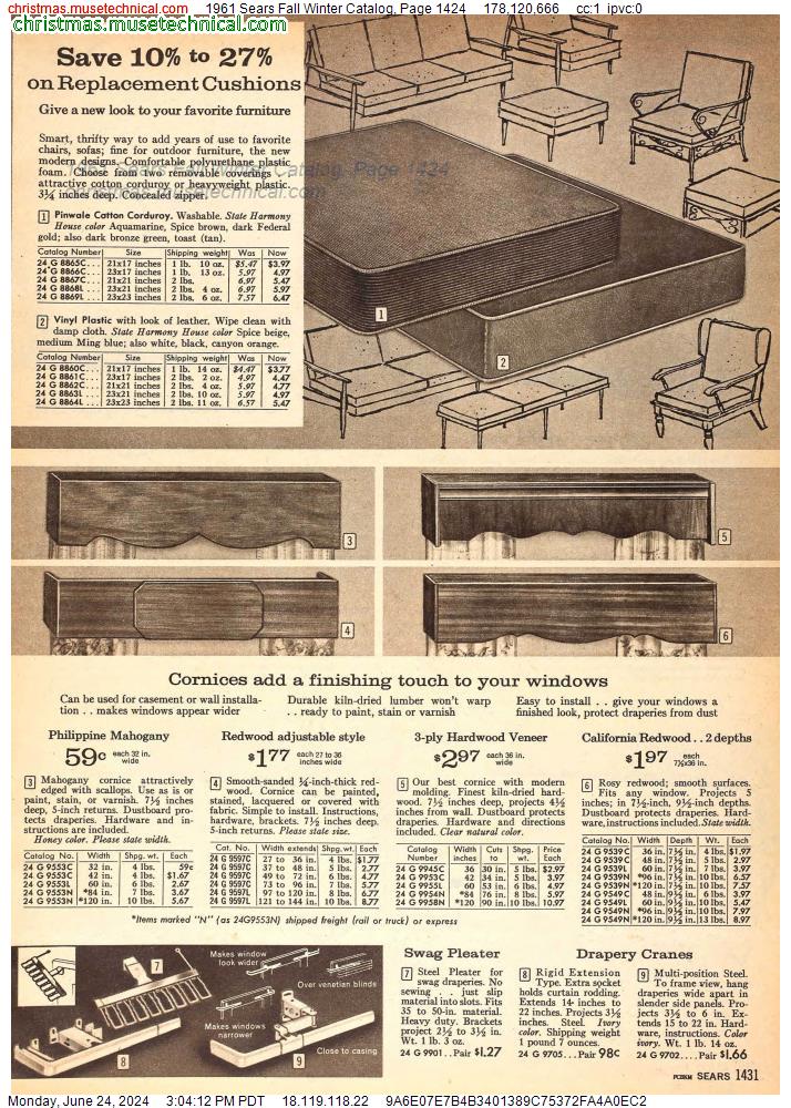1961 Sears Fall Winter Catalog, Page 1424
