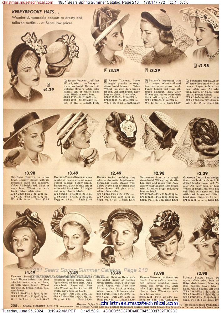 1951 Sears Spring Summer Catalog, Page 210